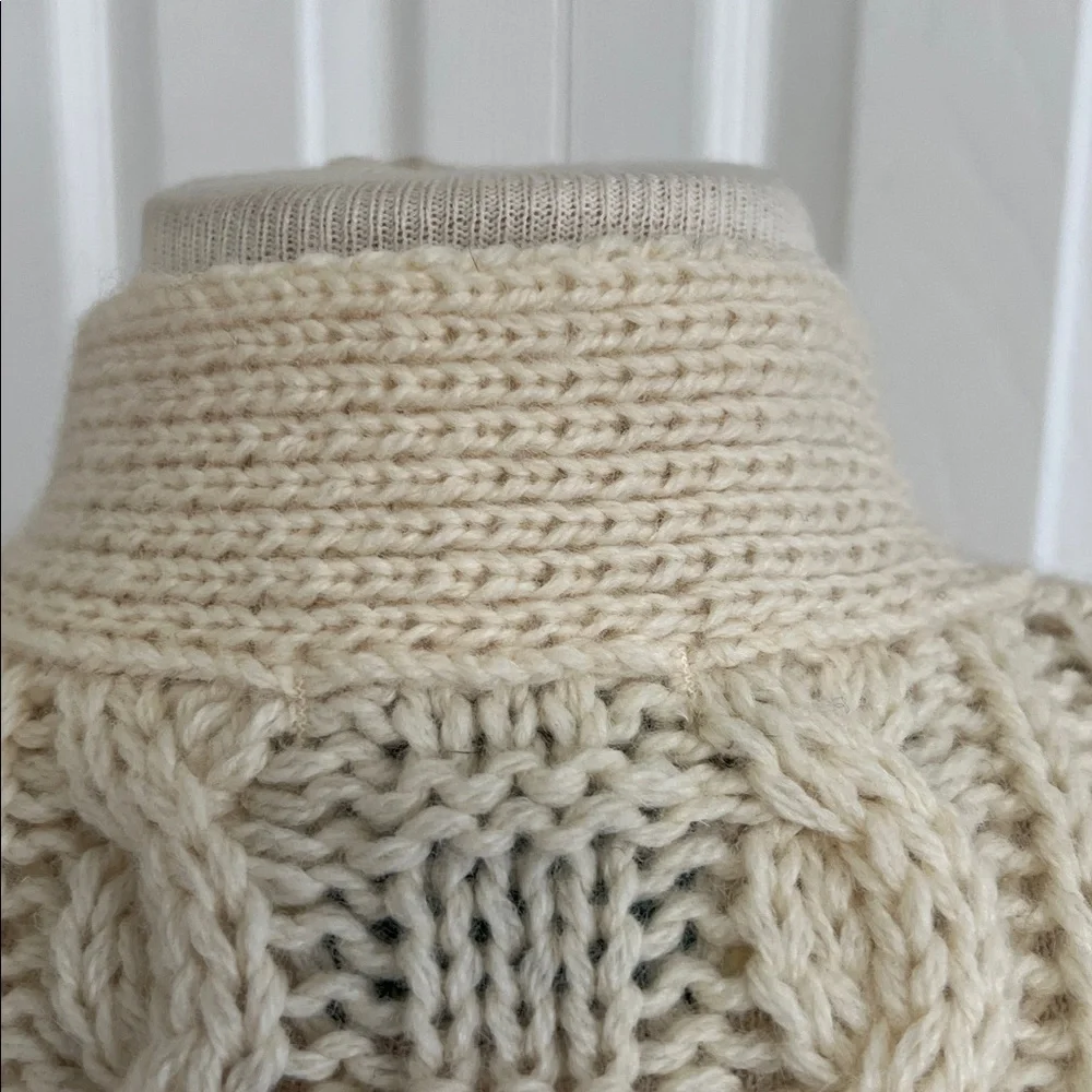Vintage Aran Fisherman Wool Cream Cable Knit Sweater Vest - Picture 11 of 16